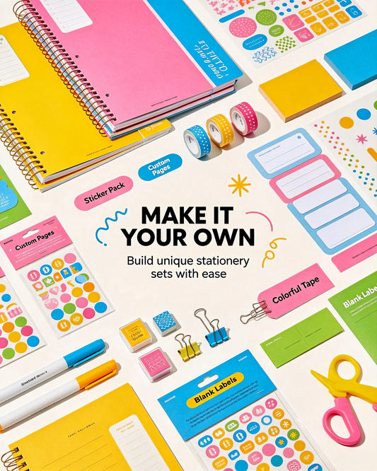 Aesthetic DIY Stationery Bundle | All-In-One Bullet Journal &amp; Planner Craft Kit for Back to School